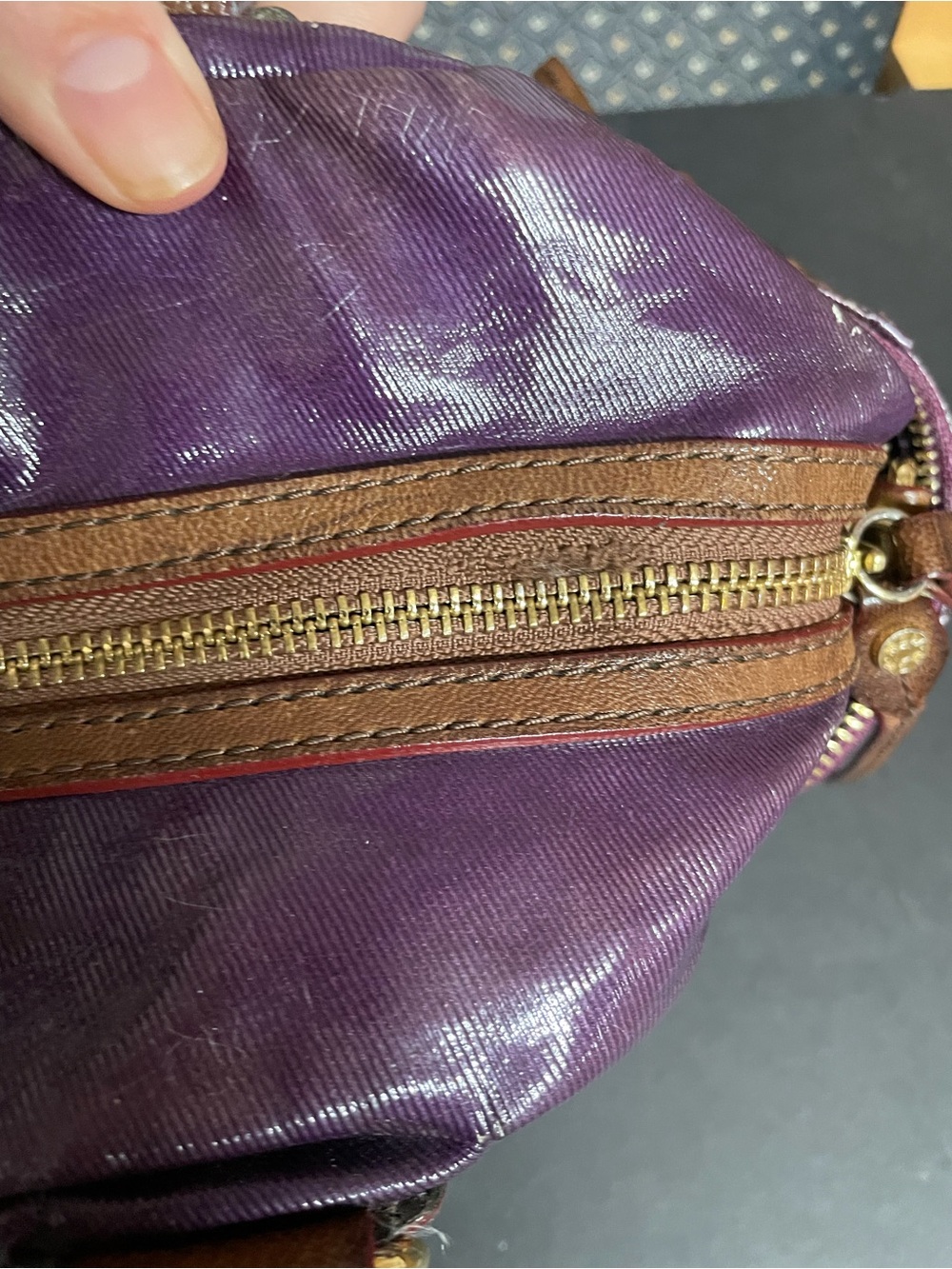 MZ Wallace Clara Satchel in Plum Slicker with Gold Tone Hardware - Picture 12 of 16